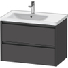 Duravit Ketho.2 Wastafelonderbouwkast - met 2 laden - voor waskom links - 78.4x45.5x54.9cm - met grepen antraciet - grafiet mat SW773007