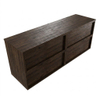 Saniclass Holz Frame Ensemble de meubles de salle de bains - 160x45x62cm - plan de travail en bois - sans trou de robinet - 4 tiroirs - chêne charcoal mat (bois) SW1483384