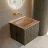 MONDIAZ KURVE-DLUX Meuble de salle de bains 50cm couleur Shadow avec 1 tiroir et 0 porte. Lavabo GRUNNE Central sans trou de robinet Saba. SW1433228