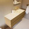 Mondiaz VICA-DLUX ensemble de meuble de salle de bain - 130cm - meuble sous-vasque oro - 4 tiroirs - lavabo encastré cloud droite - sans trous de robinet - miroir modèle spot - version XL 60cm de haut - ostra SW1098371