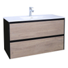 Adema Industrial Badmeubelset 100x45.5x58cm met overloop hout/zwart SW333553 Adema Industrial Badmeubelset 100x45.5x58cm met overloop hout/zwart SW333553