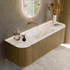 Mondiaz KURVE-DLUX Ensemble de meuble salle de bain - 140x46x40cm - 1 tiroir - 2 portes - lavabo en solid surface - milieu - sans trou de robinet - Dusk SW1414898
