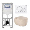 QeramiQ Dely Swirl Toiletset - 36.5x53cm - Geberit UP320 inbouwreservoir - met Burda frame - 35mm zitting - witte sigma bedieningsplaat - ronde knoppen - mat beige SW1138602