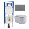 QeramiQ Dely Swirl Toiletset - 36.3x51.7cm - Geberit UP720 Duofix Sigma inbouwreservoir - slimzitting - bedieningsplaat licht grijs - rechthoekige knoppen - mat wit SW1413179