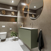 MONDIAZ TURE Kit lave-mains - 120x23x50cm - 0 trou de robinet - 2 portes - armée mate - Lavabo à droite - Solid Surface Blanc SW475028