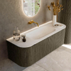 Mondiaz KURVE Ensemble de meubles de salle de bains - 130x46x40cm - 1 tiroir - 2 portes - vasque solid surface - centrale - sans trou de robinet - Shadow SW1414228