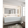 Mondiaz VICA ensemble de meuble de salle de bain - 200cm - meuble sous-vasque argile - 4 tiroirs - lavabo nuage double - sans trou de robinet - miroir LED - version XL 60cm de haut SW1097957