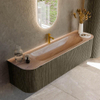 MONDIAZ KURVE-DLUX Meuble de salle de bains 170cm arrondi Gauche + Droite couleur Shadow avec 1 tiroir et 2 portes. Lavabo BIG LARGE Milieu 1 trou de robinet Saba. SW1433265