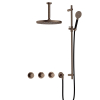 Hotbath Cobber IBS70 Regendoucheset - inbouw - 15cm plafondarm - 30cm ronde hoofddouche - 3 standen handdouche - glijstang - messing verouderd koper (goud) SW677610