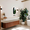MONDIAZ THOR-DLUX Meuble de salle de bains - 180cm - arrondi gauche + droite - couleur Ruby - 2 tiroirs - 2 portes - Vasque suspendue CLOUD Droite sans trou de robinet - couleur Meli SW1466166