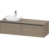 Duravit Ketho.2 Wastafelonderbouwkast - inclusief consoleplaat - met 2 laden - voor waskom links - 160x55x45.9cm - met handgrepen antraciet - eiken terra mat SW772043
