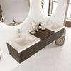 MONDIAZ BUKLA meuble de salle de bain 180 cm avec module 60 couleur Marron Foncé avec 3 tiroirs. Lavabo CLOUD double 2 trous de robinet couleur Talc. SW1382356