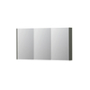 INK SPK2 Spiegelkast - 140x14x74cm - 3 deuren - dubbelzijdige Spiegel - schakelaar en stopcontact - MDF lak Mat beton groen SW440054