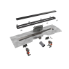Easy Drain Compact 50 TAF Modulo caniveau de douche inox avec grille Zero+, garde d'eau 50mm 80cm profondeur d'encastrement 90mm avec sortie latérale noire SW102753