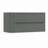 H&R Badmeubelen Juice Meuble sous lavabo - 100x45x50cm - angle gauche arrondi - 2 tiroirs - poignée intégrée - Petrol mat SW1489477
