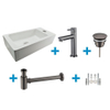 FugaFlow Eccelente Sobrado Ensemble lave-mains salle de bains - droite - 1 trou de robinet - robinet de lavabo poli gunmetal - blanc SW1124046