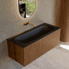 MONDIAZ KURVE 110cm Meuble salle de bain - couleur Walnut - 1 tiroir - vasque BIG MEDIUM centre - sans trous de robinet - Urban SW1138487