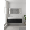 Bruynzeel Bando badmeubelset 150x45cm 2 kraangaten 2 wasbakken 4 lades met spiegel met softclose Composiet zwart eiken SW383487 Bruynzeel Bando badmeubelset 150x45cm 2 kraangaten 2 wasbakken 4 lades met spiegel met softclose Composiet zwart eiken SW383487