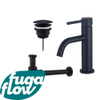 FugaFlow Eccelente Sobrado Slim Slim Kit mitigeur lavabo - robinet bas - bonde nonobturable - siphon design - Noir mat SW1124344