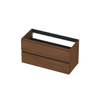 INK Meuble sous-lavabo - 100x45x52cm - 2 tiroirs - sans poignées - avec listel en bois - MDF - Noyer chaud SW1238092