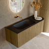 Mondiaz KURVE Ensemble de meuble salle de bain - 115x46x40cm - 1 tiroir - 1 porte - lavabo en solid surface - gauche - sans trou de robinet - Dusk SW1415105