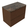 Saniclass Holz Pure Badkamermeubelset - 80x45x63cm - Noche natuurstenen topblad dark emperador - zonder kraangat - 2 lades - mat walnut pure (hout) SW1478260