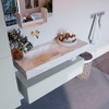 Mondiaz ALAN-DLUX Ensemble de meuble - 110cm - meuble Clay mat - 1 tiroir - Lavabo Cloud Frappe suspendu - vasque Gauche - 0 trous de robinet SW804969
