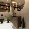 MONDIAZ TURE Kit lave-mains - 120x23x50cm - 0 trou de robinet - 2 portes - marron foncé mat - Lavabo centré - Solid Surface Noir SW475553