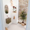 Mondiaz JOYA-DLUX 40cm toiletmeubel - kleur Dusk - Wastafel FAYE positie Links Zonder kraangat kleur Arena. SW1425723