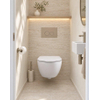 Pack WC QeramiQ Dely Swirl Compact - réservoir encastrable Geberit UP320 - avec bâti-support Burda - abattant slim - plaque de commande en plastique taupe - boutons ronds - blanc mat SW1595651