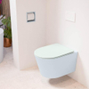 Mondiaz LAVIE hangtoilet – spoelrandloos – 36 x 53 cm – met softclose zitting – Clay (lichtblauw/grijs), zitting Greey (lichtgroen/grijs) SW1208671