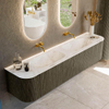 Mondiaz KURVE-DLUX Ensemble meuble de salle de bains - 200x46x40cm - 2 tiroirs - 2 portes - lavabo solid surface - double - sans trou de robinet - Shadow SW1414394
