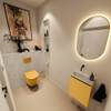 MONDIAZ TURE-DLUX Meuble toilette - 40cm - Ocher - EDEN - vasque Opalo - position gauche - sans trou de robinet SW1104398