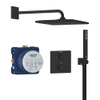 Grohe Precision Thermostat Perfect Doucheset - hoofddouche vierkant - staafhanddouche - inclusief wandaansluitbocht - matte black (mat zwart) SW1440571