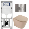 QeramiQ Dely Toiletset - 36.3x51.7cm - diepspoel - rimless - Geberit UP320 inbouwreservoir - softclose toilet zitting - steel bedieningsplaat - ronde knoppen - mat beige SW1242423