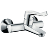 Hansgrohe Focus Care - opbouw wandkraan - met koppelingen - met verlengde greep - 12.1cm - ecosmart - hoogglans chroom 0605626