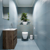 MONDIAZ ADA Toiletmeubel 40x30x50cm met 1 kraangaten 2 lades dark brown mat Wastafel Lex links Solid Surface Wit SW472780
