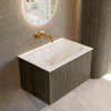 Mondiaz KURVE-DLUX Ensemble de meuble salle de bain - 70x46x40cm - 1 tiroir - lavabo en solid surface - milieu - sans trou de robinet - Shadow SW1414321