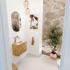 Mondiaz JOYA-DLUX 50cm toiletmeubel - kleur Oak - Wastafel FAYE positie Midden Zonder kraangat kleur Nata. SW1424006