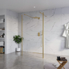 Fortifura Galeria Vrijstaande Inloopdouche - 110x200cm - Helder - antikalk - 8mm veiligheidsglas - 2 zijwanden 40cm - wandsteunen en hoekprofielen - Geborsteld Messing PVD (Goud) SW993090
