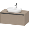 Duravit Ketho.2 Wastafelonderbouwkast - inclusief consoleplaat - met 1 lade - 100x55x45.9cm - met handgreep antraciet - linnen mat SW772107