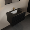 Mondiaz AIVY Ensemble de meuble - 80x45x50cm - 1 trou de robinet - 1 vasque Urban Solid surface - Centre - 2 tiroirs - avec miroir - MDF Urban SW892317