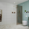 Fortifura Galeria inloopdouche - 80x200cm - rookglas - wandarm - PVD - geborsteld messing (goud) SW876913