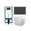 Adema Salina 2.0 Ensemble WC - 48.5x36x32cm - cuvette profonde - sans bride - réservoir encastré QeramiQ - softclose - déclipsable - abattant WC - plaque de commande en matière synthétique anthracite mat - boutons ronds - blanc SW1474579
