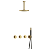 Hotbath Cobber IBS70 Regendoucheset - inbouw - 15cm plafondarm - 20cm ronde hoofddouche - staafhanddouche - PVD - geborsteld messing (goud) SW677668