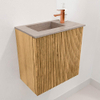 Mondiaz JOYA-DLUX 40cm toiletmeubel - kleur Oak - Wastafel FAYE positie Links 1 kraangat kleur Saba. SW1424136