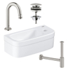Grohe Euro Fonteinset - 37x18cm - rechthoek - 1 kraangat - zonder overloop - gebogen kraan - sifon - afvoerplug - wit/Supersteel (RVS) SW657320