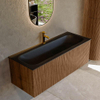 MONDIAZ KURVE 120cm Meuble salle de bain - couleur Walnut - 1 tiroir - vasque BIG LARGE centre - 1 trou de robinet - Urban SW1138485