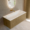 Mondiaz KURVE-DLUX Ensemble de meuble de salle de bains - 110x46x40cm - 1 tiroir - lavabo solid surface - central - sans trou de robinet - Dusk SW1415161
