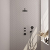 Brauer Black Edition Ensemble de douche pluie encastré - douche principale 20cm - bras mural - avec partie encastrable - boutons lisses - douchette ronde 1 fonction - noir mat SW538347